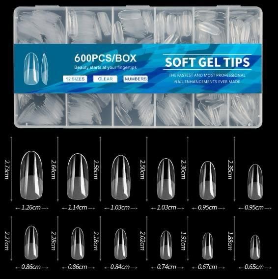 Soft gel tips medium oval 600pc