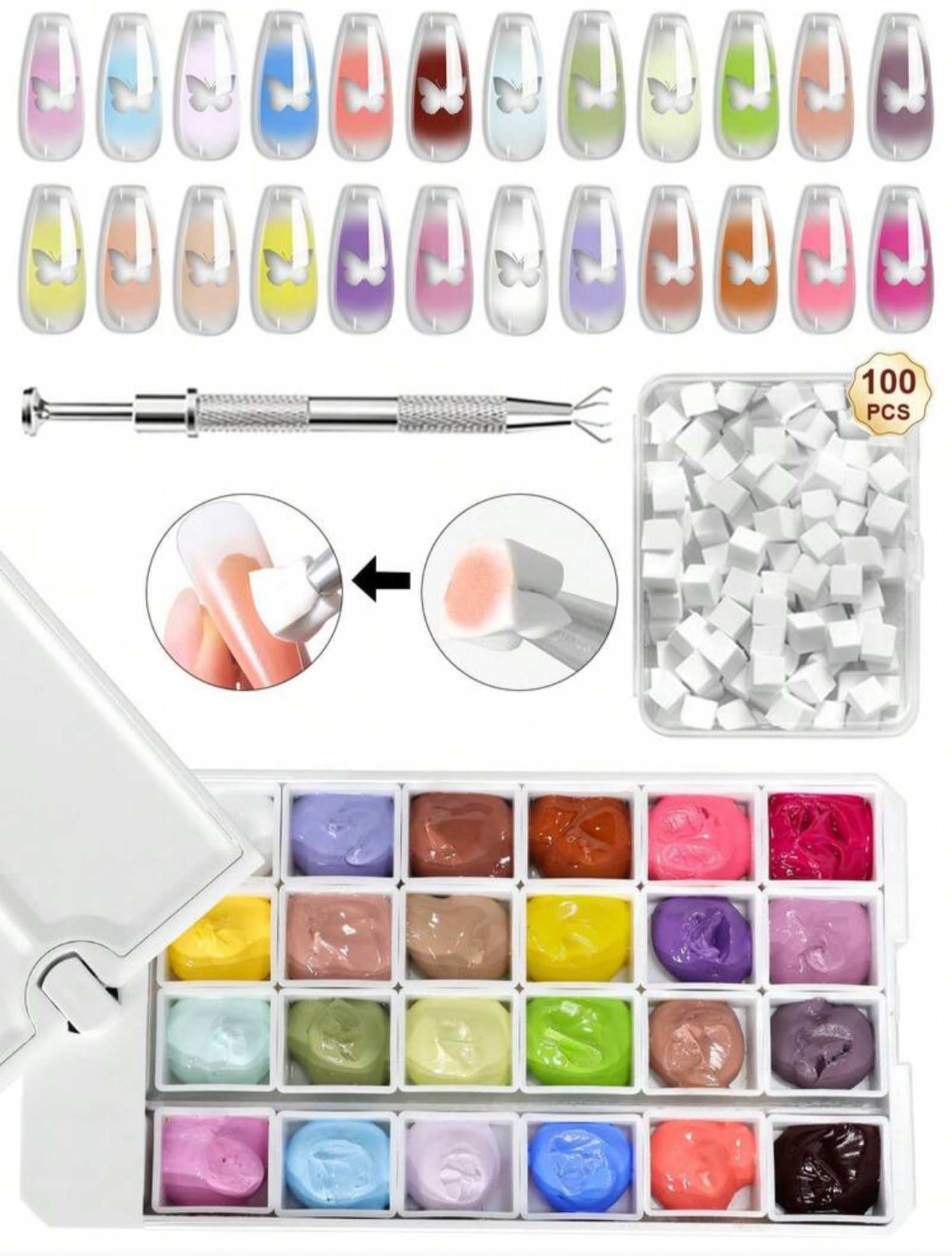 Patting gel with sponges+tool